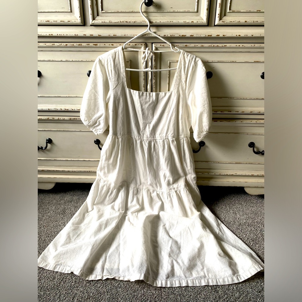 Little Mountain White Square-Neck Tiered Midi Dress (L) Cordova 169 Style
